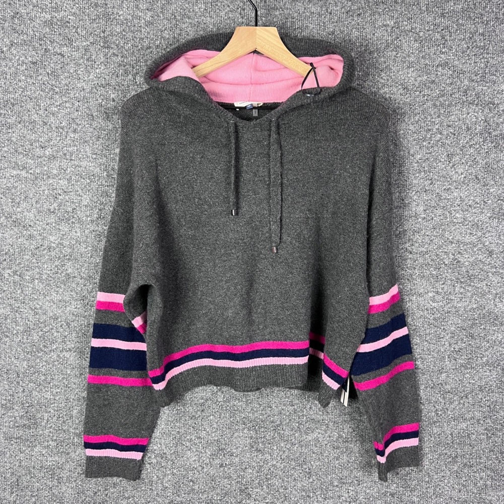 Court‎ & Rowe XS Sweater Hoodie Gray Pink Blue Stripe Pullover Knitwear